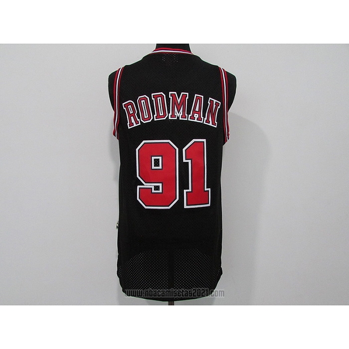 Camiseta Chicago Bulls Dennis Rodman #91 Mitchell & Ness 1997-98 Negro